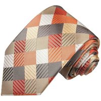 Paul Malone Krawatte Designer Seidenkrawatte Herren Schlips modern kariert 100% Seide Schmal (6cm), orange grau rot gold 252 von Paul Malone