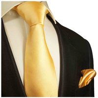 Paul Malone Krawatte Herren Seidenkrawatte Schlips mit Tuch modern uni satin 100% Seide (Set, 2-St., Krawatte mit Einstecktuch) Schmal (6cm), gelb 851 von Paul Malone