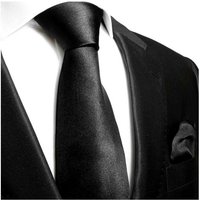 Paul Malone Krawatte Herren Seidenkrawatte Schlips mit Tuch modern uni satin 100% Seide (Set, 2-St., Krawatte mit Einstecktuch) Schmal (6cm), schwarz 952 von Paul Malone