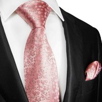 Paul Malone Krawatte Herren Seidenkrawatte mit Tuch modern geblümt 100% Seide (Set, 2-St., Krawatte mit Einstecktuch) Schmal (6cm), pink 2056 von Paul Malone