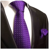 Paul Malone Krawatte Herren Seidenkrawatte mit Tuch modern gepunktet 100% Seide (Set, 2-St., Krawatte mit Einstecktuch) Schmal (6cm), lila violett 449 von Paul Malone