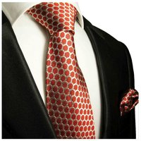 Paul Malone Krawatte Herren Seidenkrawatte mit Tuch modern gepunktet 100% Seide (Set, 2-St., Krawatte mit Einstecktuch) Schmal (6cm), rot 300 von Paul Malone