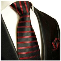 Paul Malone Krawatte Herren Seidenkrawatte mit Tuch modern gestreift 100% Seide (Set, 2-St., Krawatte mit Einstecktuch) Schmal (6cm), rot schwarz 400 von Paul Malone