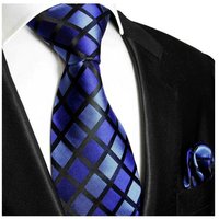 Paul Malone Krawatte Herren Seidenkrawatte mit Tuch modern kariert 100% Seide (Set, 2-St., Krawatte mit Einstecktuch) Schmal (6cm), blau 480 von Paul Malone