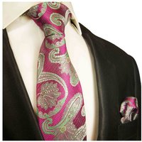 Paul Malone Krawatte Herren Seidenkrawatte mit Tuch modern paisley brokat 100% Seide (Set, 2-St., Krawatte mit Einstecktuch) Schmal (6cm), pink grün 2026 von Paul Malone