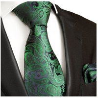 Paul Malone Krawatte Herren Seidenkrawatte mit Tuch modern paisley brokat 100% Seide (Set, 2-St., Krawatte mit Einstecktuch) Schmal (6cm), smaragd grün 510 von Paul Malone