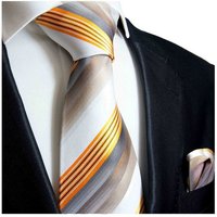 Paul Malone Krawatte Herren Seidenkrawatte und Tuch modern gestreift 100% Seide (Set, 2-St., Krawatte mit Einstecktuch) Schmal (6cm), gold braun 637 von Paul Malone