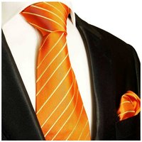 Paul Malone Krawatte Herren Seidenkrawatte und Tuch modern gestreift 100% Seide (Set, 2-St., Krawatte mit Einstecktuch) Schmal (6cm), orange gold 884 von Paul Malone