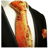 Paul Malone Krawatte Herren Seidenkrawatte und Tuch modern paisley brokat 100% Seide (Set, 2-St., Krawatte mit Einstecktuch) Schmal (6cm), rot gold 695 von Paul Malone