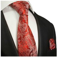 Paul Malone Krawatte Herren Seidenkrawatte und Tuch paisley brokat 100% Seide (Set, 2-St., Krawatte mit Einstecktuch) Schmal (6cm), rot 926 von Paul Malone