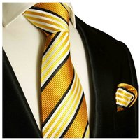 Paul Malone Krawatte Moderne Herren Seidenkrawatte mit Tuch gestreift 100% Seide (Set, 2-St., Krawatte mit Einstecktuch) Schmal (6cm), gold orange 264 von Paul Malone