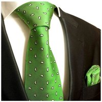 Paul Malone Krawatte Seidenkrawatte und Tuch Herren Schlips modern gepunktet 100% Seide (Set, 2-St., Krawatte mit Einstecktuch) Schmal (6cm), grün 717 von Paul Malone