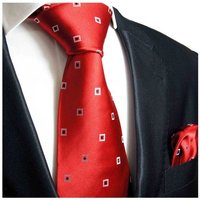 Paul Malone Krawatte Seidenkrawatte und Tuch Herren Schlips modern gepunktet 100% Seide (Set, 2-St., Krawatte mit Einstecktuch) Schmal (6cm), rot 721 von Paul Malone