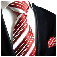 Paul Malone Krawatte Seidenkrawatte und Tuch Herren Schlips modern gestreift 100% Seide (Set, 2-St., Krawatte mit Einstecktuch) Schmal (6cm), rot weiß 445 von Paul Malone