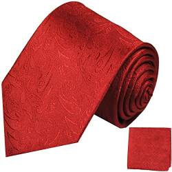 Paul Malone Krawatten Set 100% Seide Rot Paisley Hochzeitskrawatte +Einstecktuch von Paul Malone