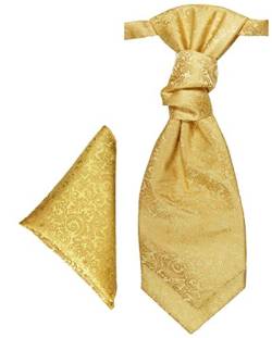 Paul Malone Plastron Set gold barock 2tlg Plastron mit Einstecktuch - Hochzeit Krawatte von Paul Malone