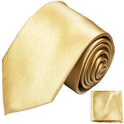 Paul Malone XL Satin Gold sandfarben Krawatten Set 100% Seidenkrawatte (Überlänge 165 cm) +Einstecktuch von Paul Malone