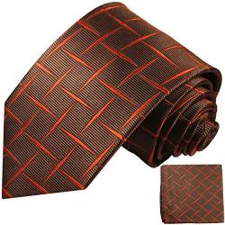 Rot braunes XL Krawatten Set 2tlg 100% Seidenkrawatte (extra lang 165cm) + Einstecktuch by Paul Malone von Paul Malone