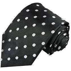Schwarz silber gepunktete XL Krawatte 100% Seidenkrawatte (extra lange 165cm) von Paul Malone von Paul Malone