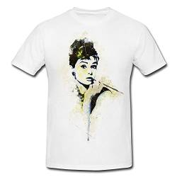 Audrey Hepburn II Premium Motiv aus Paul Sinus Aquarell - Damen Shirt Weiss von Paul Sinus Art