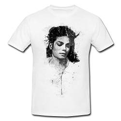 Michael Jackson V T-Shirt Herren, weiß mit Aufdruck von Paul Sinus Art