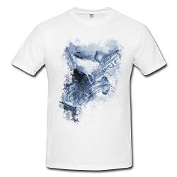 Saxophon Spieler I Herren T- Shirt, Stylisch aus Paul Sinus Aquarell Cyan von Paul Sinus Art