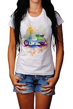 Vespa Damen T- Shirt, Stylisch aus Paul Sinus Aquarell Color von Paul Sinus Art
