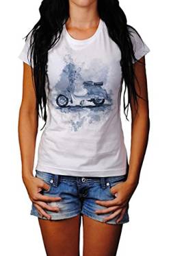 Vespa Lady T- Shirt, Stylisch aus Paul Sinus Aquarell Cyan Style von Paul Sinus Art