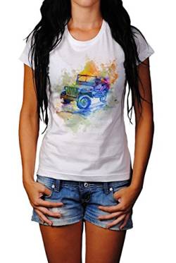 Vintage Jeep Wrangler Damen T- Shirt, Stylisch aus Paul Sinus Aquarell Color von Paul Sinus Art