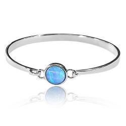 Blauer Opal Armreif, Sterling Silber mit Opal in lebendiger Farbe von Paul Wright Jewellery