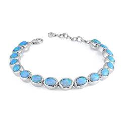 Blaues Opal Armband aus Sterling-Silber mit verstellbarer Länge. Herrliche Qualität in einer Geschenkbox. von Paul Wright Jewellery