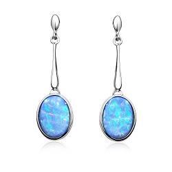 Erstellt Blaue Opal Ohrhänger/Ohrringe aus Sterling Silber, herrliche Qualität in einer Geschenkbox von Paul Wright Jewellery
