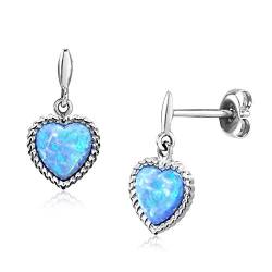Leuchtende Blaue Opal Herz-Ohrringe aus Sterling Silber, Herrliche Qualität in einer Geschenkbox von Paul Wright Jewellery