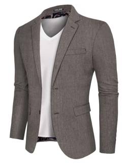 Leinen Sakko Herren Party Elegante Slim Fit mit gkerbtem Kragen mit 2 Knöpfe S Espresso 625S24-3 von PaulJones