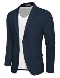 PaulJones Blazer Herren Casual Sakko Herren Slim Fit Anzugjacke Jackett Herren S Dunkelbeu 571S24-2 von PaulJones