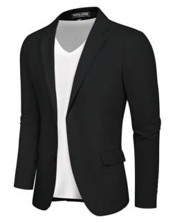 PaulJones Blazer Herren Casual Sakko Herren Slim Fit Anzugjacke Jackett Herren S Schwarz 571S24-1 von PaulJones