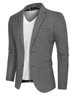 PaulJones Blazer Herren Leinen Freizeit Legerer Sakko Regular fit Rückenschlitz für Hochzeit Party S Schwarz 625S24-1 von PaulJones