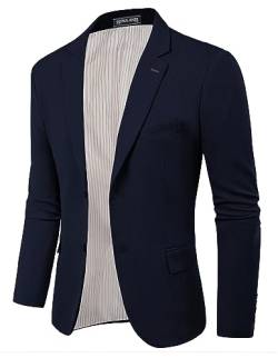 PaulJones Herren Blazer 2 Knöpfe Elegente Sakko Sportlich Modern Herren Anzugjacke Streifen Sakko 40 Dunkelblau 472A23-2 von PaulJones