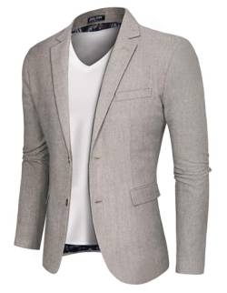 PaulJones Leinen Sakko Herren Elegante Anzug Jackett Regular Fit Tracht Anzug mit Tasche L Khaki 625S24-5 von PaulJones