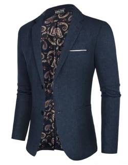 PaulJones Männer Mode Hochzeit Smoking Blazer Mantel Langarm Zwei-Knopf-Anzug, marineblau, L von PaulJones