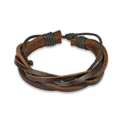 Paula & Fritz® Armband Herren Kunst-Leder Braun Verstellbar 190-mm bis 250-mm Lang 13-mm Breit Männer Damenarmband Armschmuck Krawatten-Knoten Gedreht von Paula & Fritz