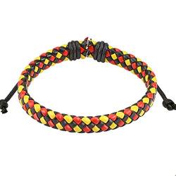 Paula & Fritz® Armband Leder Herren Frauen Schwarz Rot Gelb Geflochten Lederband Lederarm-Band Männer Lederbänder Schmuck verstellbare Länge von Paula & Fritz