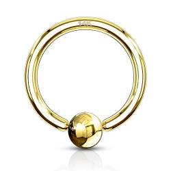 Paula & Fritz® Brustwarzen-Piercing Captive Bead Ring Klemm-Kugel Echt-Gold 14 Karat Gelb-Gold Weiß-Gold viele Größen von Paula & Fritz