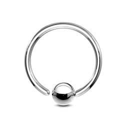 Paula & Fritz® Klemm-Ring Silber 1-mm Stark 7-mm Lang 3-mm Kugel Chirurgenstahl 316L Closure Ring Septum-Piercing Nasenring Augenbraue-n Ohr-Piercing von Paula & Fritz