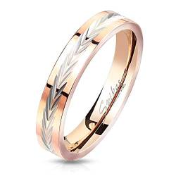 Paula & Fritz® Partner-Ring Damen Herren schwarz rosé-Gold Edelstahl-Ring Silberne Pfeile 5mm 6mm breit 47 (15) – 72 (22.9) R-M7237R_80 von Paula & Fritz