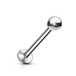 Paula & Fritz® Push-In Labret Piercing Kugel 3-mm Silber Chirurgenstahl 316L Ball Set 0,8-mm Stab-Dicke 5-mm Lang Madonna Medusa Monroe Helix Tragus von Paula & Fritz