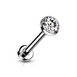 Paula & Fritz® Push-In Labret Piercing Zirkonia 3-mm Klar Titan-IUM Grade 23 Piercing 1,2-mm Stab-Dicke 10-mm Lang Madonna Medusa Monroe Tragus Helix von Paula & Fritz