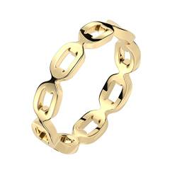 Paula & Fritz® Ring Damen Motiv-Ring Ketten-Glieder Gold 316L Chirurgenstahl Größe 59 (18,8) 4,3-mm breit Damenring Herrenring Partnerring Verlobung von Paula & Fritz