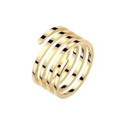 Paula & Fritz® Ring Damen Motivring Spirale Gold 316L Chirurgenstahl Größe 62 (19,7) 11,1-mm breit Damen-Ring Herren-Ring Partner-Ring Ehe-Ring von Paula & Fritz