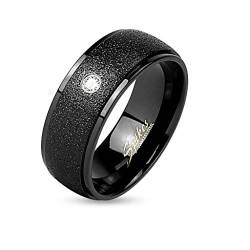 Paula & Fritz® Ring Damen Sandgestrahlt Zirkonika Klar 316L Chirurgenstahl Größe 62 (19,7) Schwarz Verlobungs-Ring Herren-Ring Partnerring Ehering von Paula & Fritz